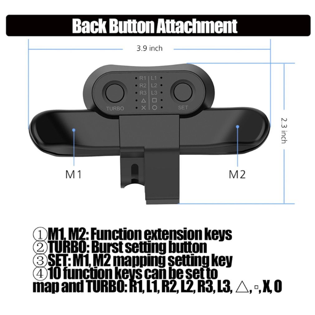 LUNA étendu manette de jeu bouton arrière fixation Joystick bouton arrière  avec adaptateur de clé Turbo pour accessoires de contrôleur de jeu PS4