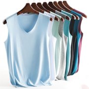 Men Ice Silk Sleeveless Vest V-Neck Tank Top Underwear Undershirt Muscle T-Shirt