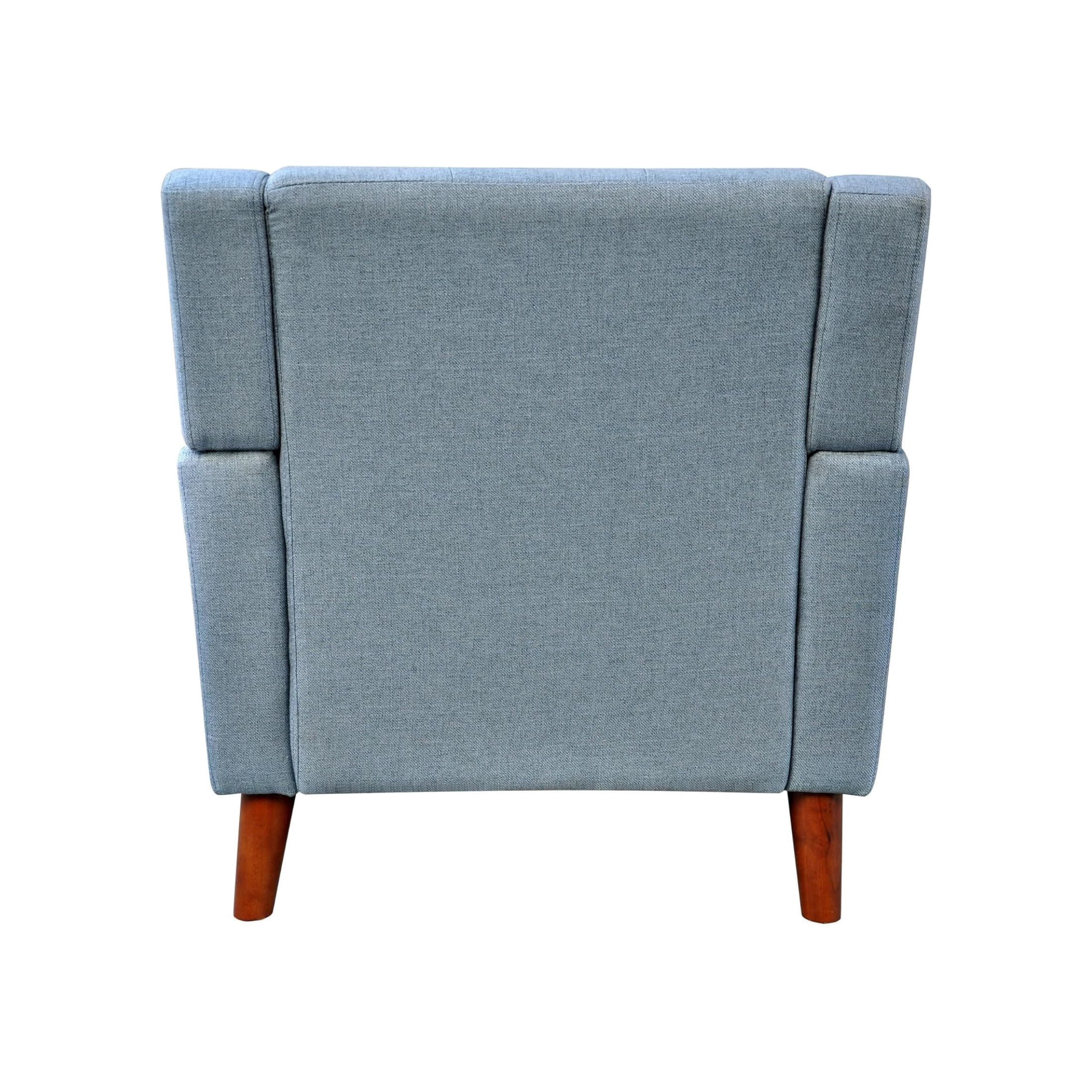 Christopher Knight Home Mid-Century Modern Armchair, Tufted Fabric Upholstery & Rubberwood Legs, Blue, Set of 2