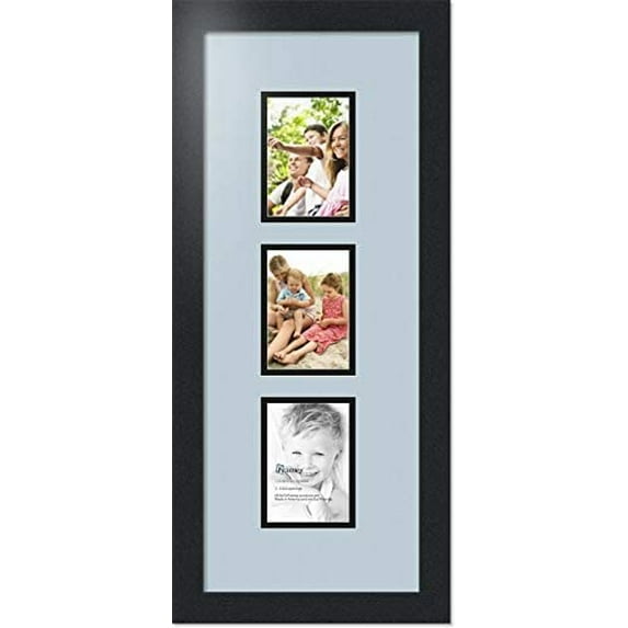 collage photo frame double mat with 3 - 3.5x5 openings and black frame