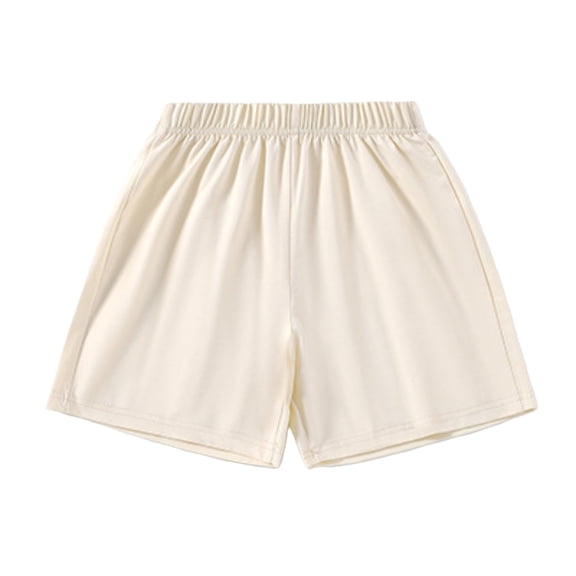 CPNG Boys' and Girls' Summer Thin Casual Shorts Solid Color Athletic Shorts Elastic High Waist Loose Fit Shorts(White,7-8 Years)