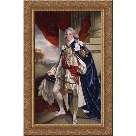 Portrait of George IV, when Prince of Wales 24x16 Gold Ornate Wood Framed Canvas Art by John Hoppner