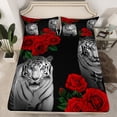 thumbnail image 2 of Erosebridal Tiger Bed Sheets Set Full,Red Rose Floral Sheet Set Teens,African Safari Animals Bedding Set,Romantic Garden Flower Top Sheet,Big Cat Flat Fitted Sheet, 2 of 5