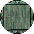 thumbnail image 1 of Ahgly Company Indoor Round Oriental Light Blue Modern Area Rugs, 8' Round, 1 of 4