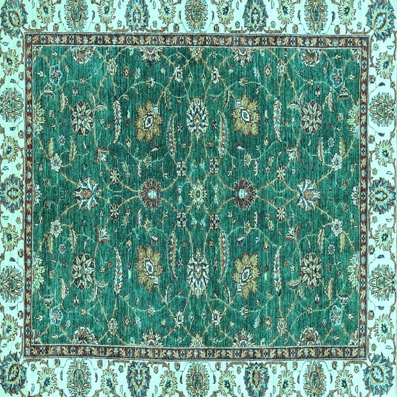 Ahgly Company Indoor Square Abstract Light Blue Modern Area Rugs, 3' Square