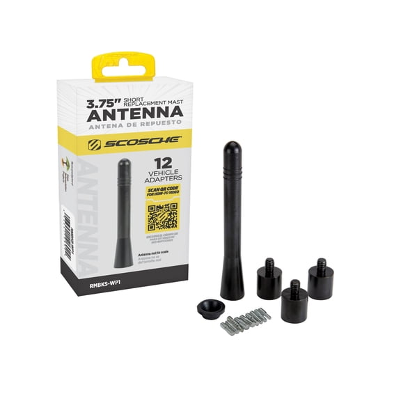 Scosche RMBKS-WP1 3.75” Universal Roof Mount Antenna Mast w/ Threaded Adapters & Gasket Domestic & Import