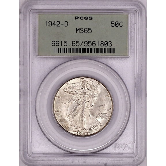 Walking Liberty Half Dollar 1942-D PCGS MS65 OGH