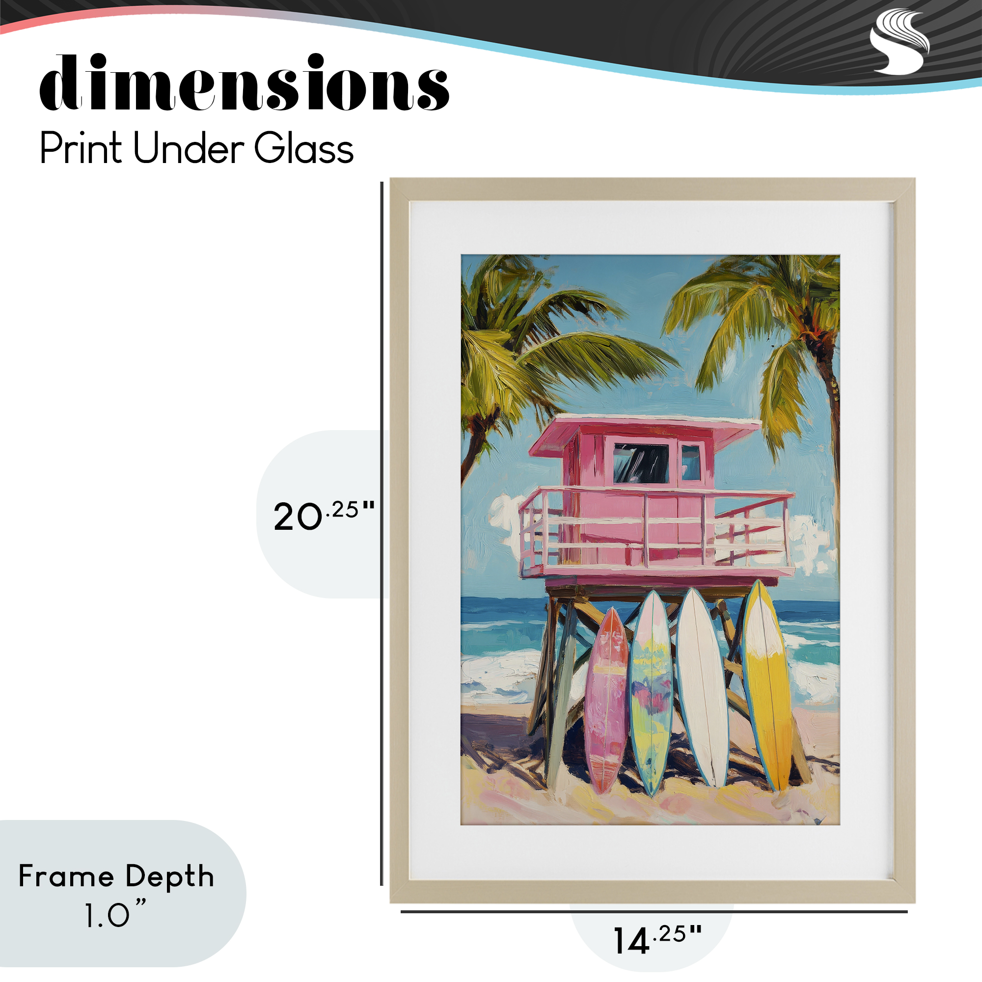 Stupell Industries High Pink Surf Shack Birch Framed Print Under Glass, design by Petal Prints Design