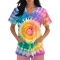 thumbnail image 4 of BDPORKAS Scrub Tops Women Nurse Uniforms Lightweight Short Sleeve with Pocket Nursing Scrub Trendy Tie Dye Printing Comfortable Fit Nursing Blouse T-Shirt, 4 of 7