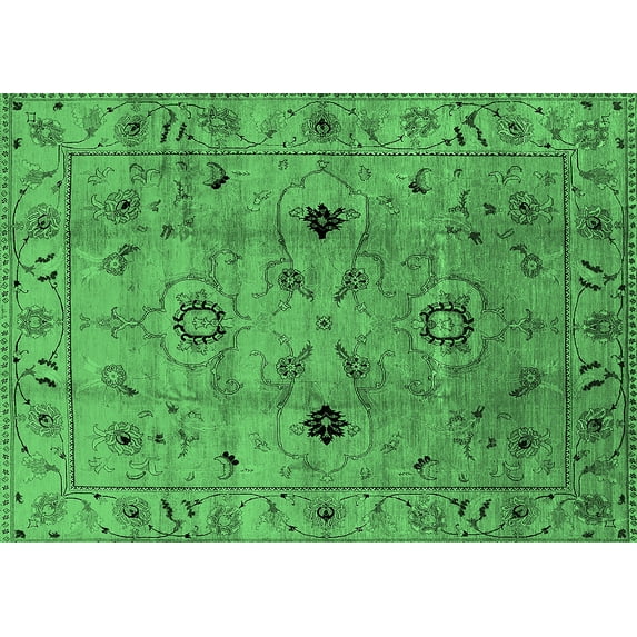 Ahgly Company Indoor Rectangle Oriental Emerald Green Industrial Area Rugs, 8' x 12'