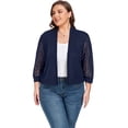 thumbnail image 4 of Cueply Womens Plus Size Cardigan Shrugs 3/4 Sleeve Open Front Cropped Cardigan Sweaters 1X-4X, 4 of 5