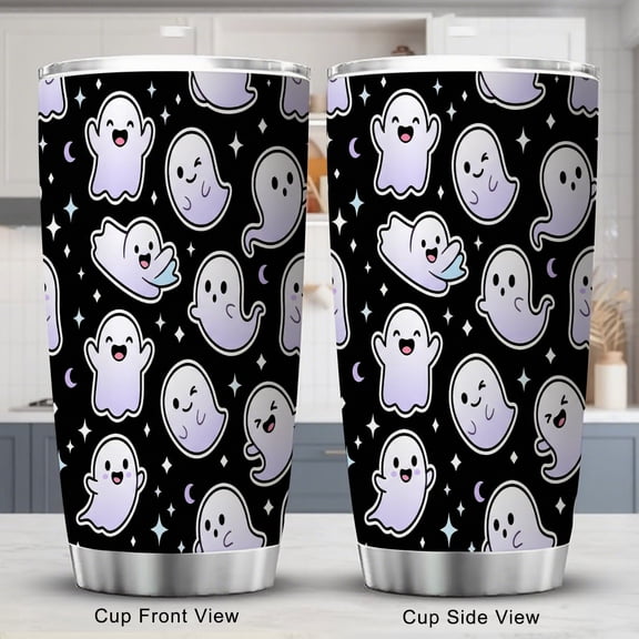 Halloween Tumbler 20oz Ghost with Lid Travel Coffee Cup for Trick or Treat Birthday Party Horror Gift Women