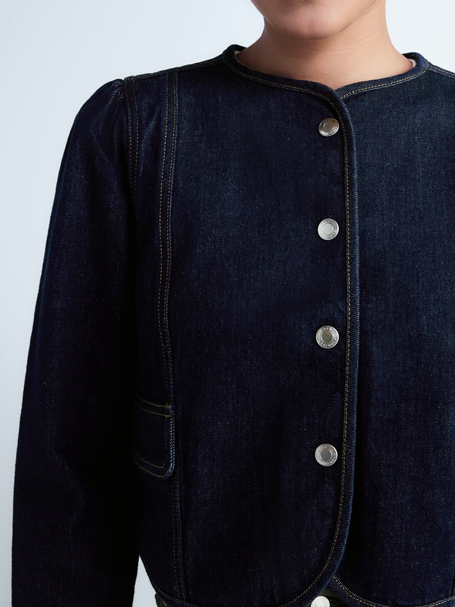 Free Assembly Women's Puff Sleeve Cropped Jacket with Long Sleeves, Sizes XS-XXL