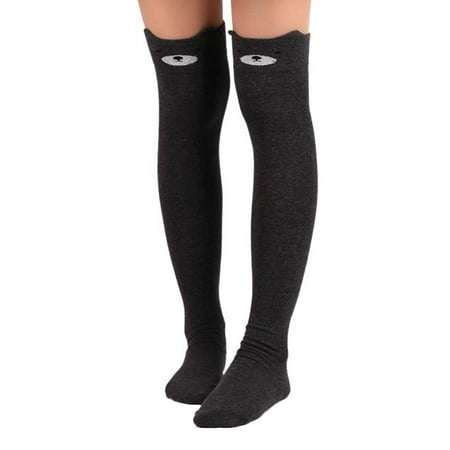 

STEADY Women Catoon Socks Long Socks Over Knee High Sock GY Dark Gray