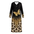 thumbnail image 4 of Xoenoiee Butterfly Leopard Glitter Print Long Nightgowns for Women Long Sleeve Sleepshirt Button Sleep Dress Mumu Dress V Neck Sleepwear Plus Size, 4XL, 4 of 7