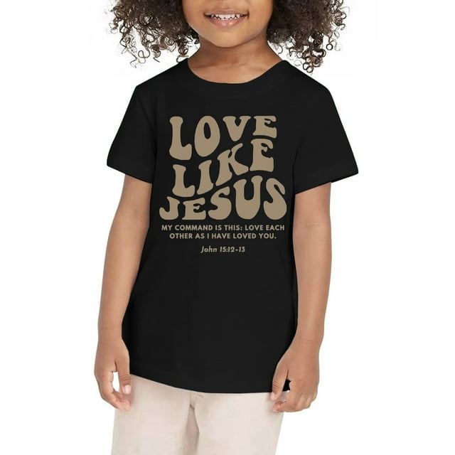 LUOGENLI T-Shirt pour Filles T-Shirt Graphique pour Filles T-Shirt Col Rond Manches Courtes T-Shirts Été Mignons Tendance Hauts T-Shirts pour Filles Longueur Genou Noir 2-3 Ans