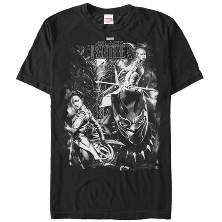 Men's Marvel Black Panther 2018 Starry Characters Graphic Tee Black 4X Large