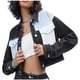 thumbnail image 1 of Chaqueta de solapa con bolsillo simétrico de un solo pecho con corte de bloque de color en contraste para mujer Abrigo de mujer Pompotops qwe17326, 1 of 9