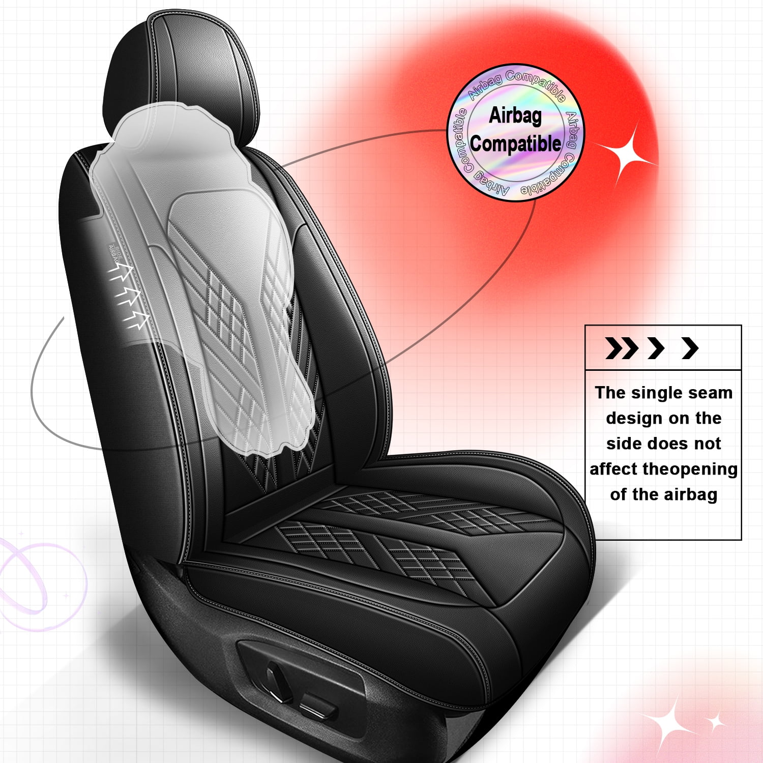 HQBQBUG Car Seat Cover Fit for Toyota Camry 2002-2025 2026 Premium Leather Luxury Car Seat Protector,Comfort Full Coverage Automotive Seat Covers Black,Front Set(2 Seats)