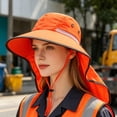 thumbnail image 5 of High Visibility Reflective Sun Hat with Neck Flap Wide Brim Work Safety Boonie Hats Adjustable Bucket Cap for Men Women, 5 of 6