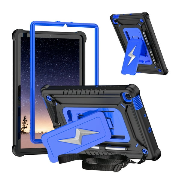 Allytechgroup Shockproof Case for Samsung Galaxy Tab S6 Lite 10.4" 2024/2022/2020 SM-P625/P620/P619/P615/P613/P610, Hybrid TPU PC Bumper Rugged Cover with Shoulder Strap Kickstand Kids Friendly Cover