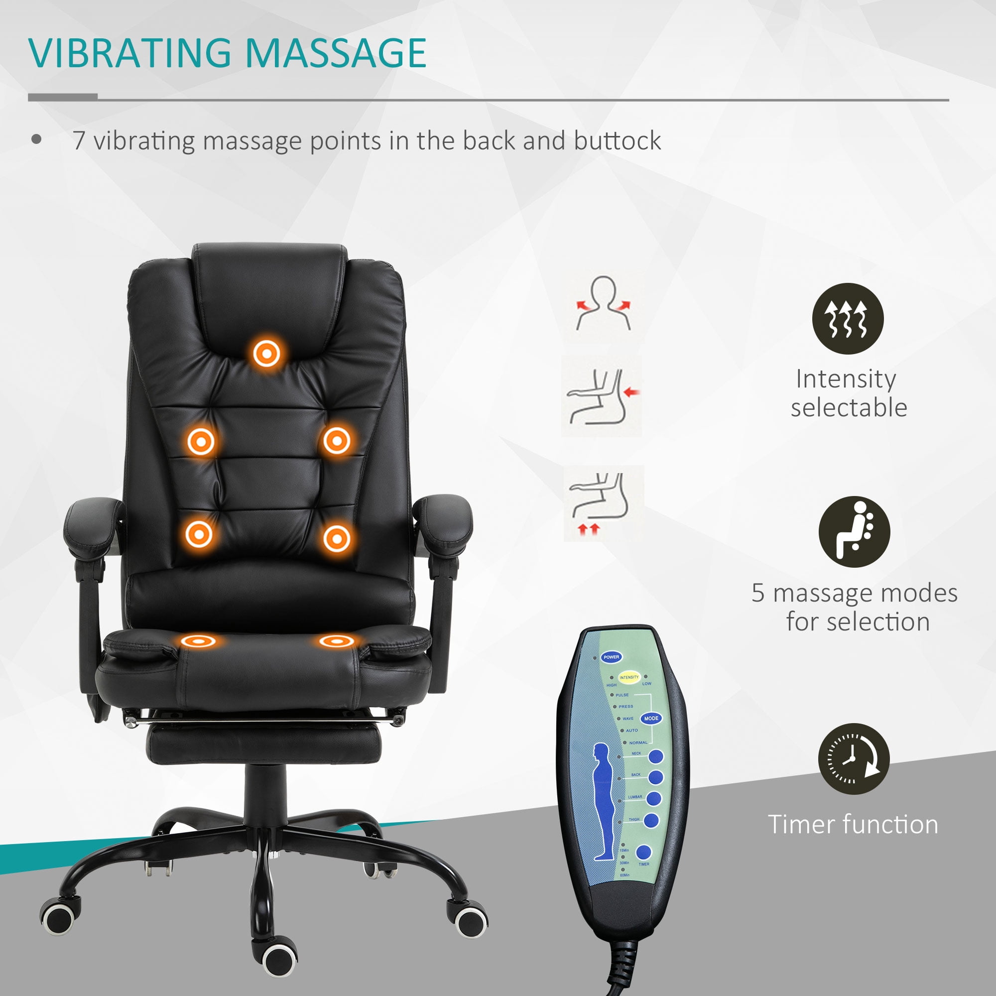 Vinsetto 7-Point Vibrating Massage Office Chair with High Back Black
