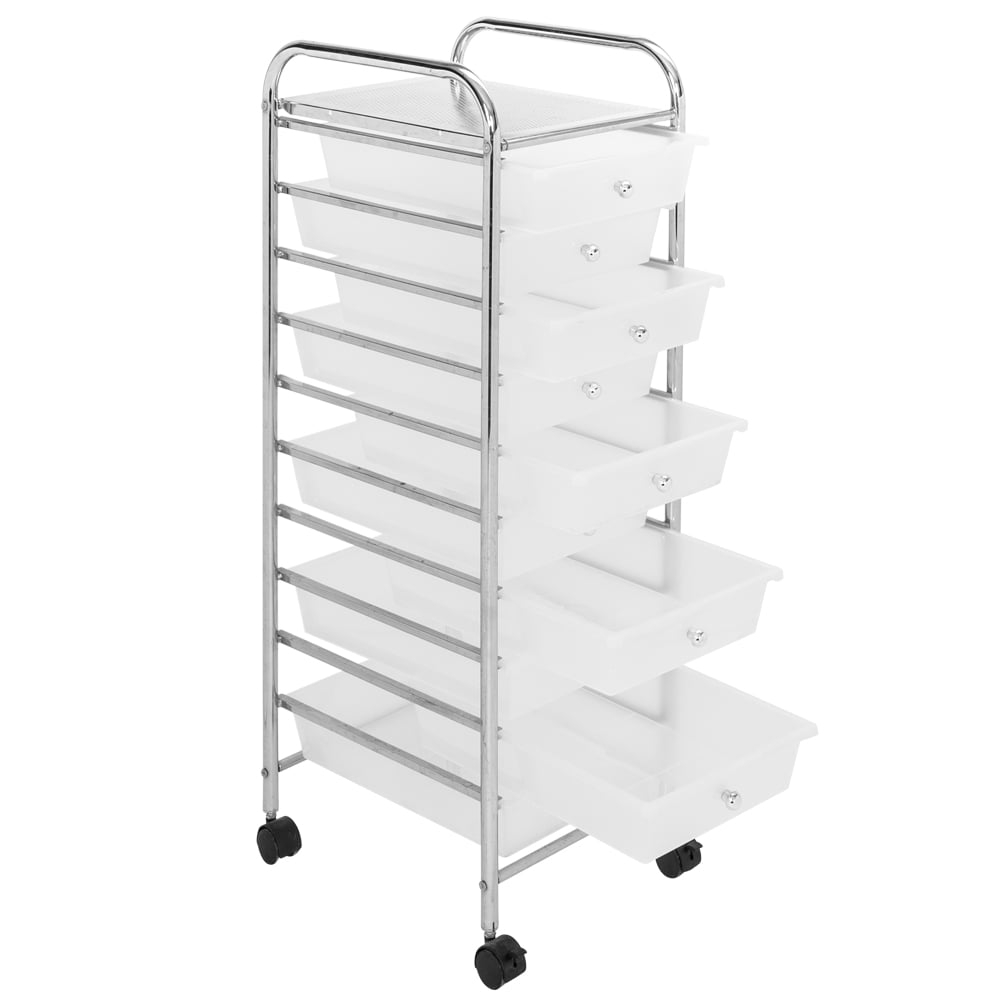 NOBRAND Storage Trolley On Wheels |White 10 Drawer Storage Unit For Salon Home Office Organiser 10 Drawer, White Beauty Make Up 