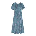 thumbnail image 4 of QJUHUNG Robe Midi à Manches Courtes Imprimée Florale Hawaïenne pour Femmes Robe Fluide avec Poches Tenue de Plage Ample, 4 of 4