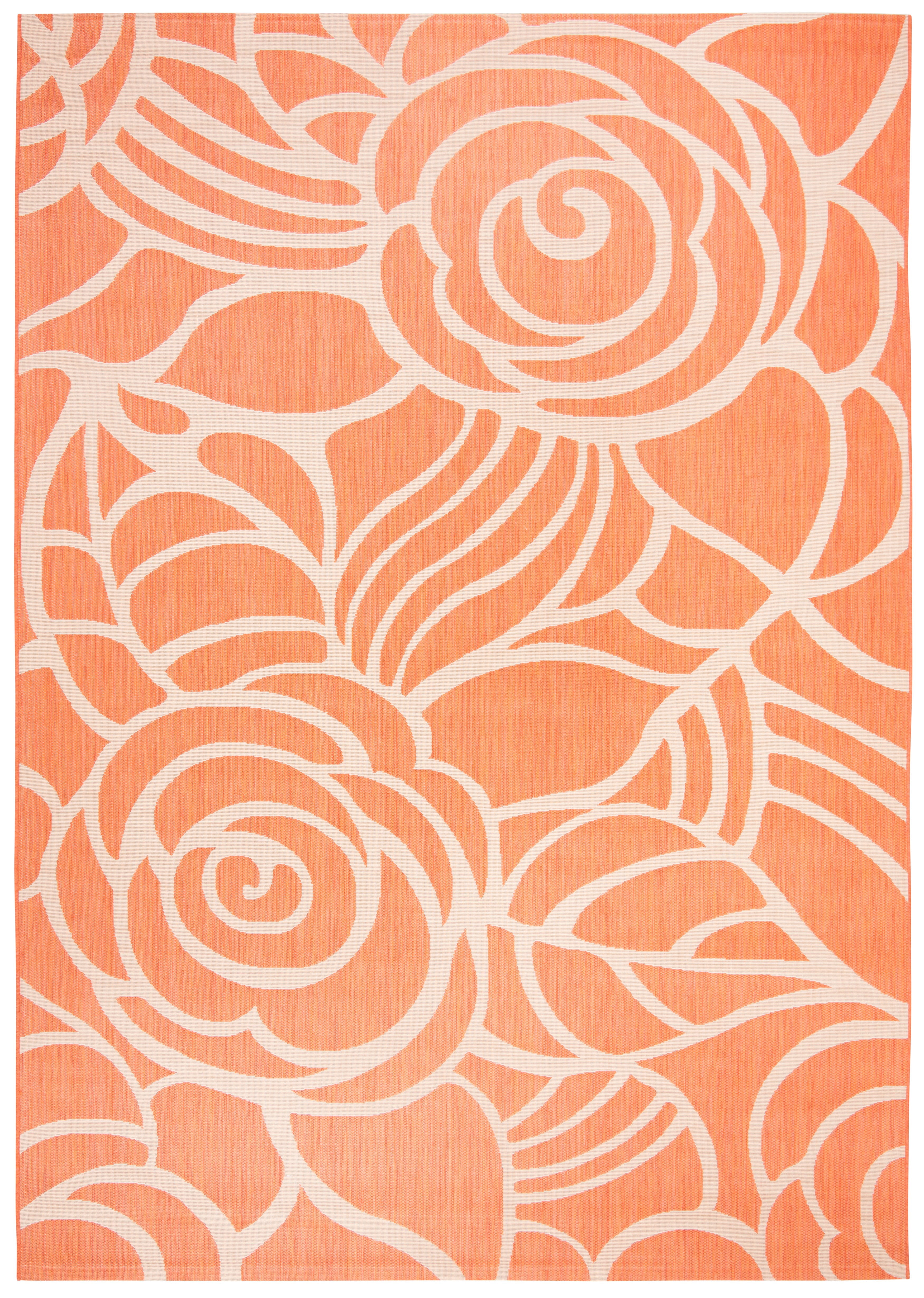 SAFAVIEH Courtyard Chester Floral Indoor/Outdoor Area Rug, 8' x 11', Rust/Sand