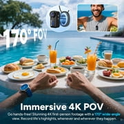 SJCAM C110 4K Ultra HD Action Camera, EIS Stabilization, Waterproof 30M, 125° Wide Angle, Body Camera with Helmet/Chest Mount, Built-in WiFi & Microphone, 15MP Photo, Vlogging Camera(Entry-Level)
