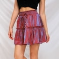 thumbnail image 4 of Women's High Waist Short Skirt, Solid Color Elastic Waist A-Line Mini Skirt, Casual Daily Skirt for Spring, Summer, Autumn and Everyday Outfits Red S, 4 of 6