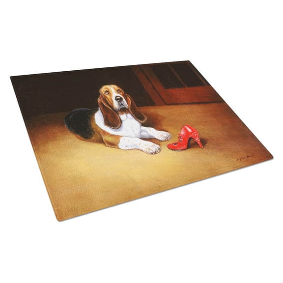 Basset and Shoe Glass Cutting Board Large