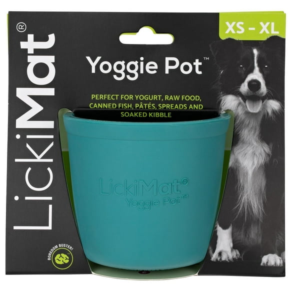 Dispensador de Goma LickiMat Yoggie Pot Verde Enriquecimiento para Todos los Tamaños de Perros y Ali