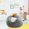 thumbnail image 4 of FYHALE 5 Ft Bean Bag Chair, BeanBag Chairs for Teens and Adults, Living Room Furniture Couch Soft Velvet Sofa Cover, Large Round Lazy Sofa, Gray, 4 of 6