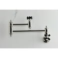 thumbnail image 3 of Kingston Brass KS3106PKX Duchess Two-Handle 1-Hole Wall Mount Pot Filler Faucet in Polished Nickel, 3 of 7