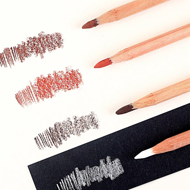 Color Charcoal Pencils, 4mm Thick Refill 4 Pieces Sketching Pencil Set Smoother Writing for Coloring Layering Mixing Works