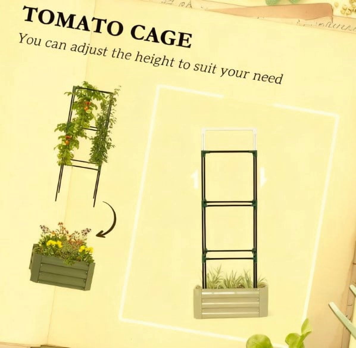 Garden Bed, Galvanized Planter Box, Raised Garden Bed with Cage for Climbing Vines