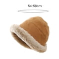 thumbnail image 5 of Tnobhg Winter Bucket Hat Soft Plush Foldable Stylish Thickened Outdoor Warm Windproof Fisherman Hat for Women, 5 of 7