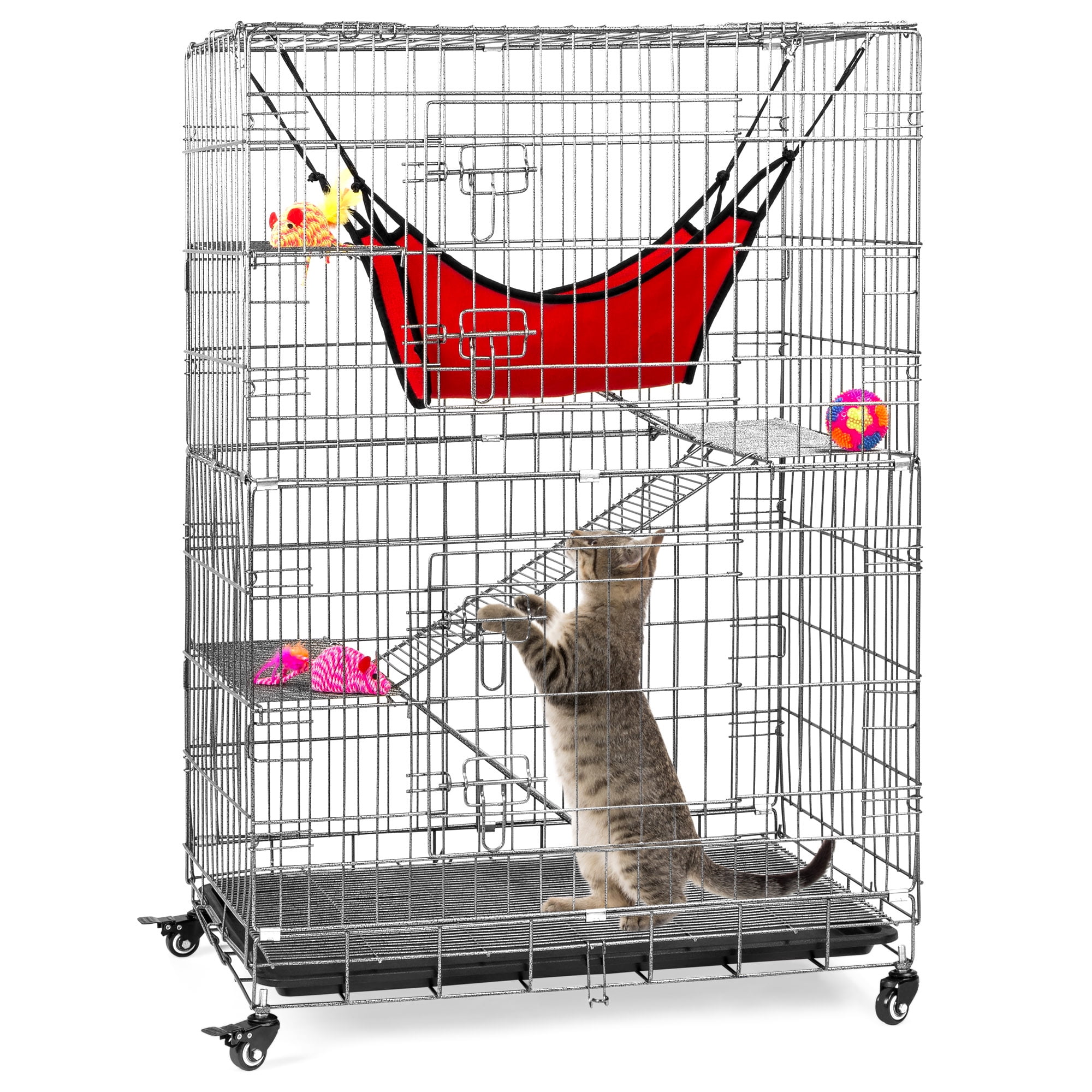 Best Choice Products 30x19x43in 4Tier Cat Cage Playpen Kennel Crate w