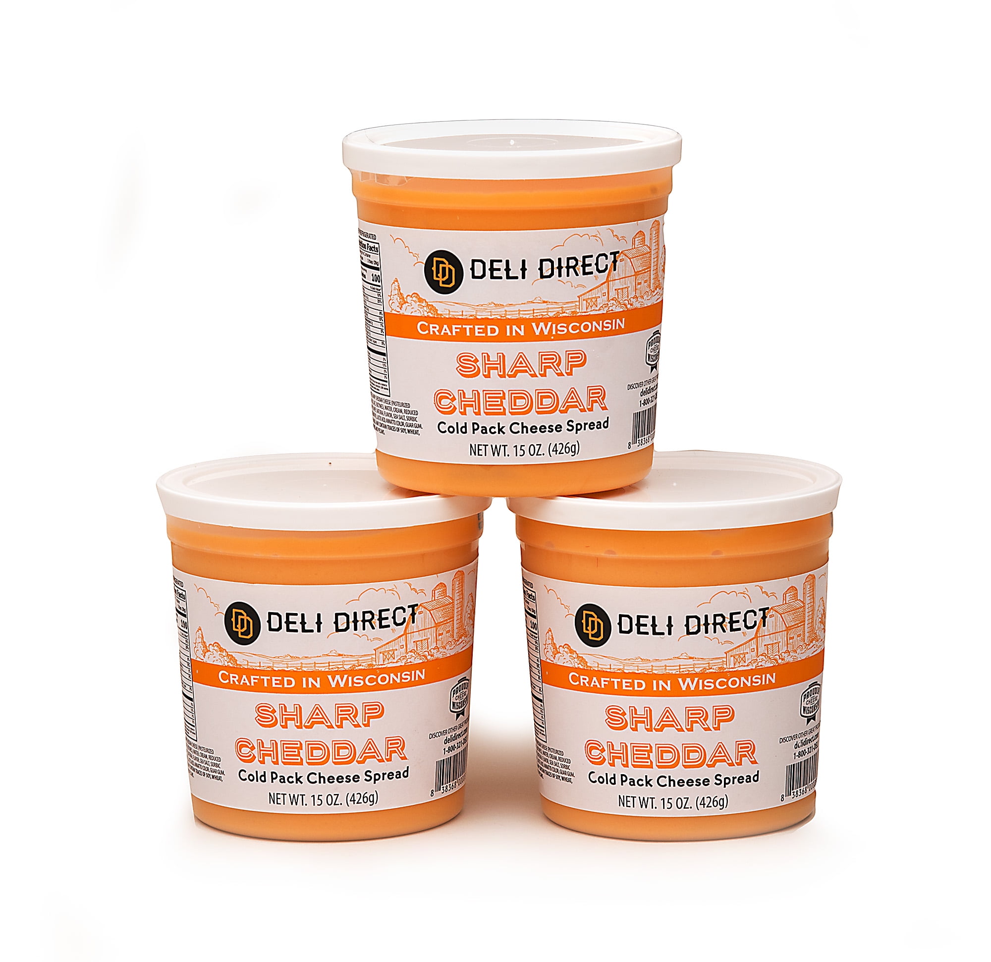 Deli Direct Wisconsin Creamy Sharp Cheddar Cheese Spread (3 Pack 15oz