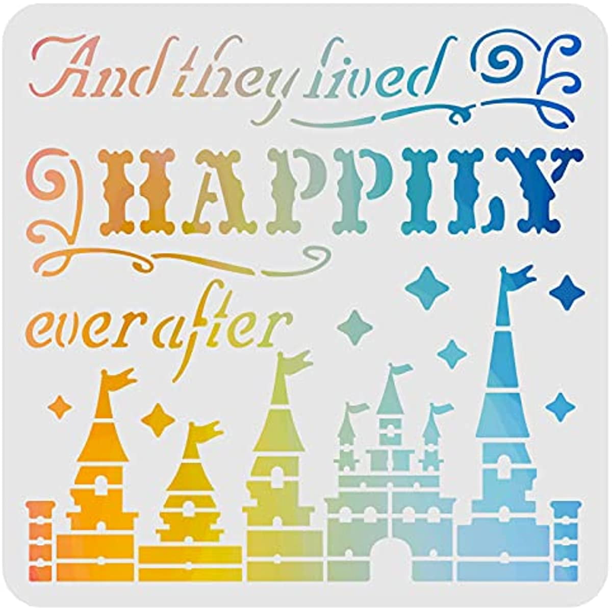 Happily Ever After Stencils Template 11.8x11.8inch Plastic Castle ...