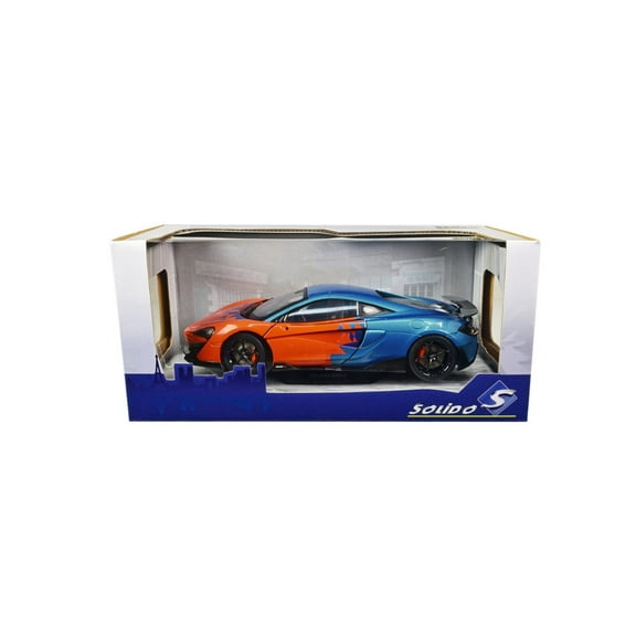 2019 McLaren 600LT Coupe, Orange and Blue - Solido S1804503 - 1/18 Scale Diecast Model Car