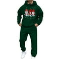 thumbnail image 3 of VBTAPA Men's Christmas Tracksuit 2 Piece Casual Sweatsuit Wine Glass Printed Hooded Sweatshirt with Drawstring Sweatpants Jogging Matching Sets with Pockets Flash Deals of The Day Army Green L, 3 of 8