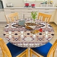 thumbnail image 6 of Tribal Ethnic Pattern Round Tablecloth Geometric Traditional Rhombus Triangle Stripes Fitted Table Cover Washable Tablecloths for Kitchen Dining Party 40-44 inch, 6 of 6