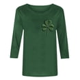 thumbnail image 4 of LIaqionyy St Patrick's Day Women Shamrock Graphic T-Shirt 3/4 Sleeve Crewneck Loose Casual Festival Tops, 4 of 4
