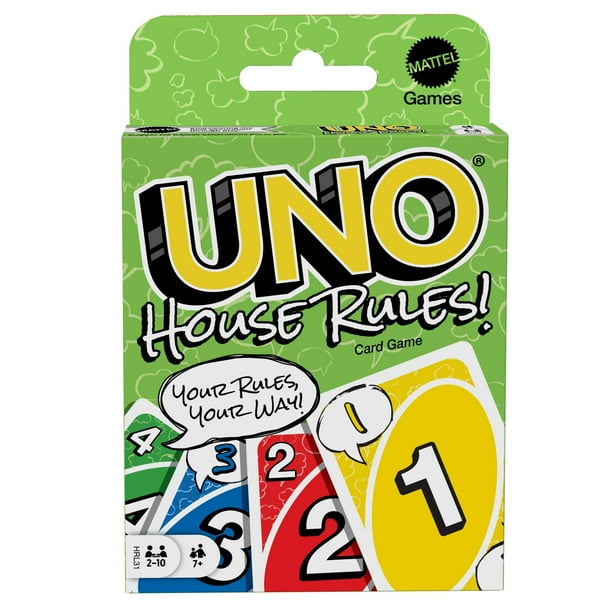 Juego de cartas Mattel Games UNO House Rules para niños y adultos