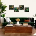 thumbnail image 3 of Green and Gold Wall Decor Tropical Plant Gold Leaves Pictures Canvas Prints Emerald Green Mid Century Modern Botanical floral Aesthetic Artwork for Living Room Bedroom Home Decorations 12"×12"×4, 3 of 6