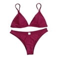 thumbnail image 4 of HGYCPP Women Sexy 2pcs Bikini Set V-Neck Push Up Swimsuit Neon Solid Color Bathing Suit, 4 of 19