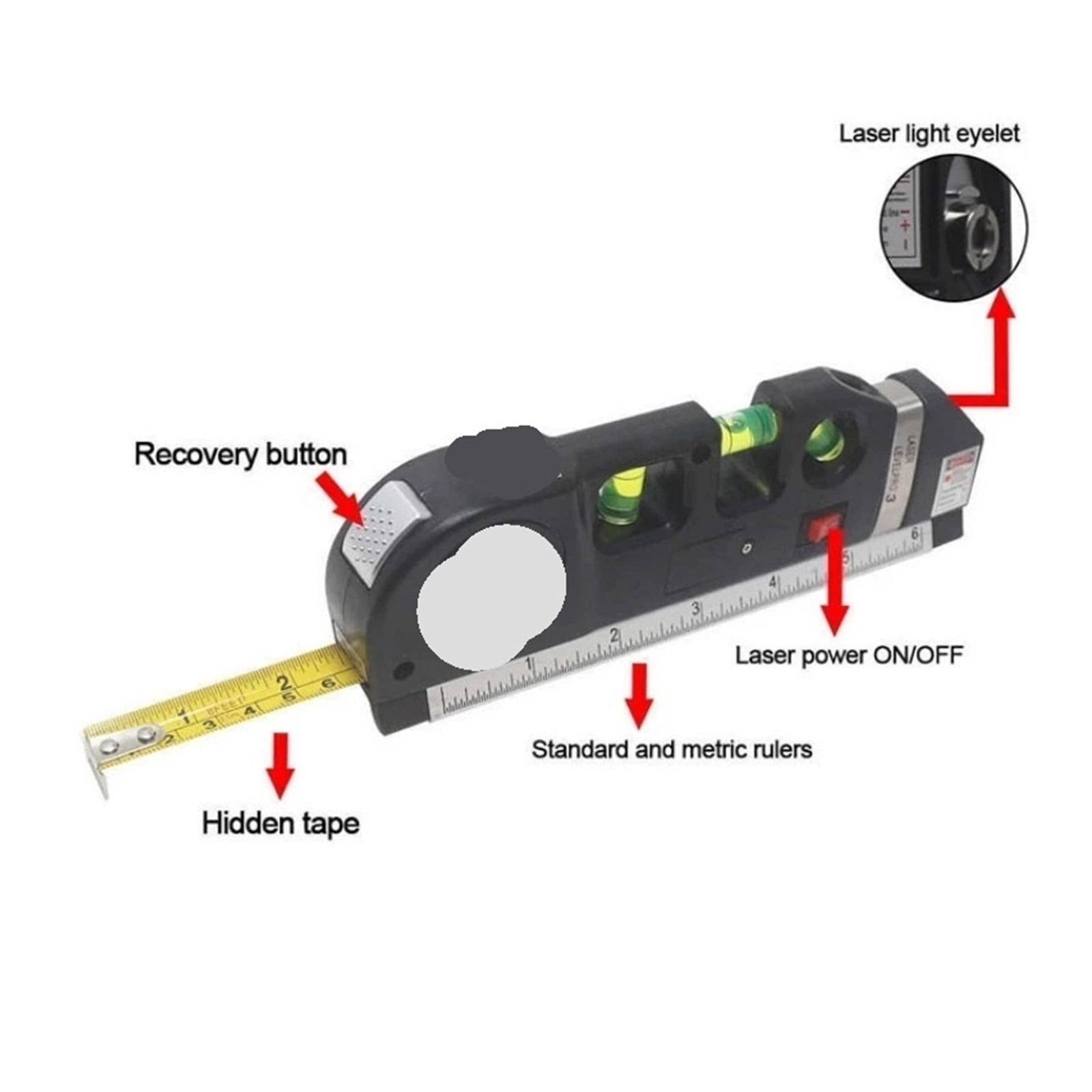 Laser Level Multipurpose Line Laser Leveler Tool Cross Line Lasers with 8FT 2.5M Standard Measure ,Water-Proof & Dust Resistant