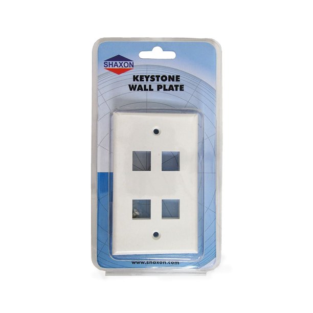 Shaxon 4 Port Single Gang Keystone Wall Plate White Bm303wp4 B Walmart Com